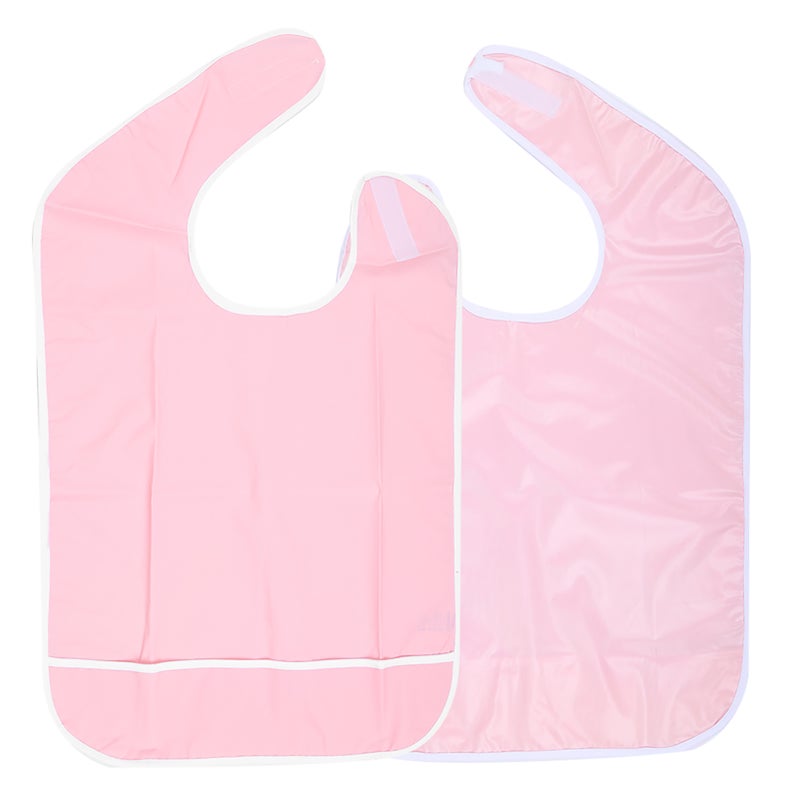 Adult Anti Oil Reusable Rain Proof Bib Apron Eating Bib Dining Aid Protector(Orange Pink 45x65cm ) - Image 4