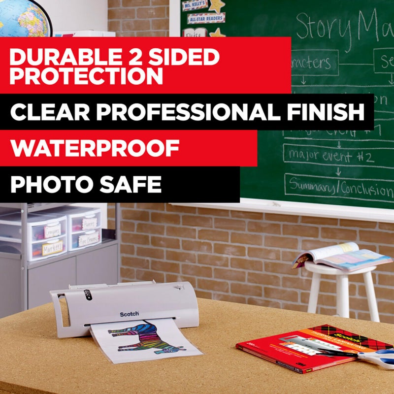 Scotch  أكياس لامينية حرارية من سكوتش، للاستخدام مع آلات الترقق الحرارية، 8.9 × 11.4 بوصة، حجم ورق الرسالة، 100 قطعة (عبوة من 1) - Image 2