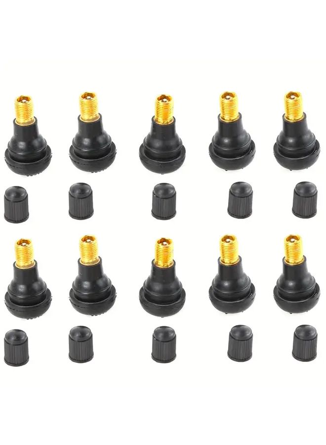 TR412 Synthetic Rubber Valve Stems Black Golden Tubeless Tire Valves for Car Motorcycle - Image 1