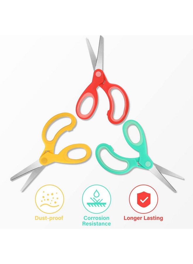 Mudder Left Handed Scissors Kids 8 12 5.9 Inch Safety Children Scissors With Blunt Tip Stainless Steel Blades And Grip For Home School Office Assorted Color(Red Green Yellow 3 Pieces) - Image 4