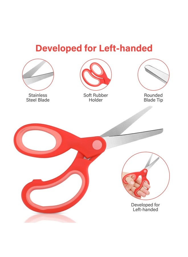 Mudder Left Handed Scissors Kids 8 12 5.9 Inch Safety Children Scissors With Blunt Tip Stainless Steel Blades And Grip For Home School Office Assorted Color(Red Green Yellow 3 Pieces) - Image 3