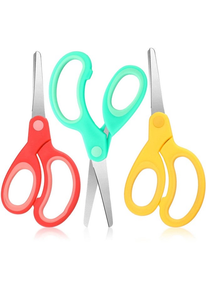 Mudder Left Handed Scissors Kids 8 12 5.9 Inch Safety Children Scissors With Blunt Tip Stainless Steel Blades And Grip For Home School Office Assorted Color(Red Green Yellow 3 Pieces) - Image 1
