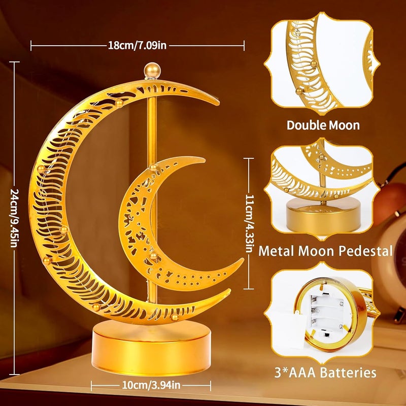 Pomefar Ramadan Decorations, Moon Shape Ramadan Light, Nightstand Lamp Desk Lamp for Home Bedroom Living Room Ramadan Table Decorations - Image 2