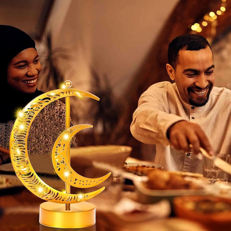 Pomefar Ramadan Decorations, Moon Shape Ramadan Light, Nightstand Lamp Desk Lamp for Home Bedroom Living Room Ramadan Table Decorations - Image 3