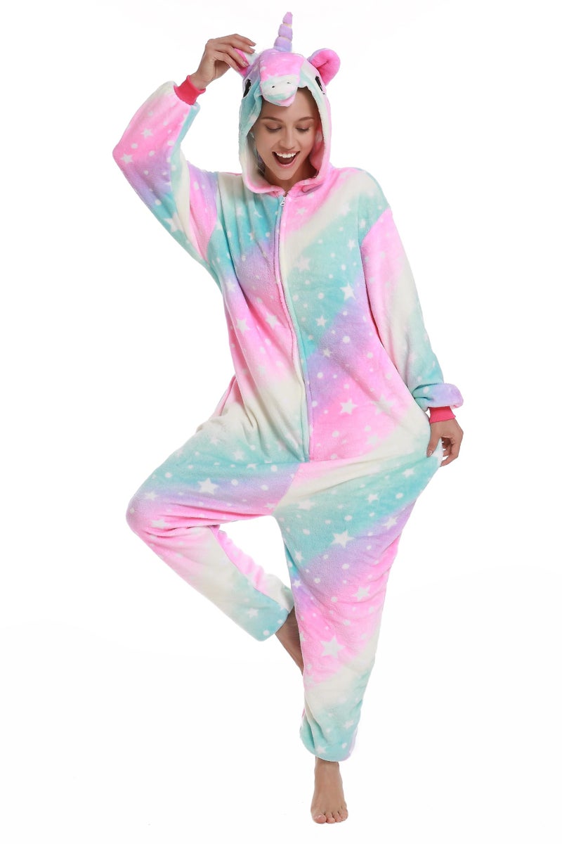 NewPlush Unisex Unicorn Costumes Pyjamas, Adult Women Men Animal Cosplay Onesie - Image 2