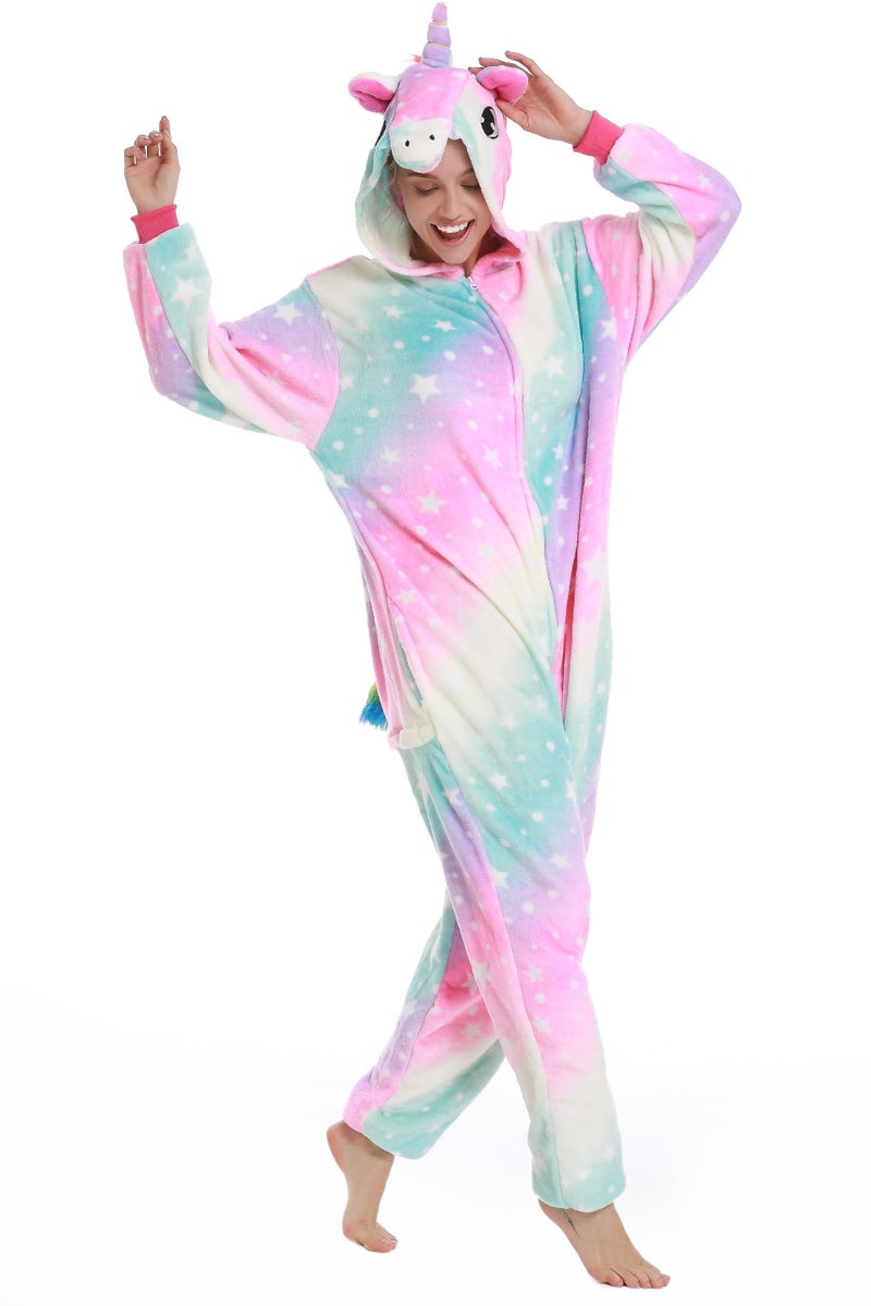 NewPlush Unisex Unicorn Costumes Pyjamas, Adult Women Men Animal Cosplay Onesie - Image 4