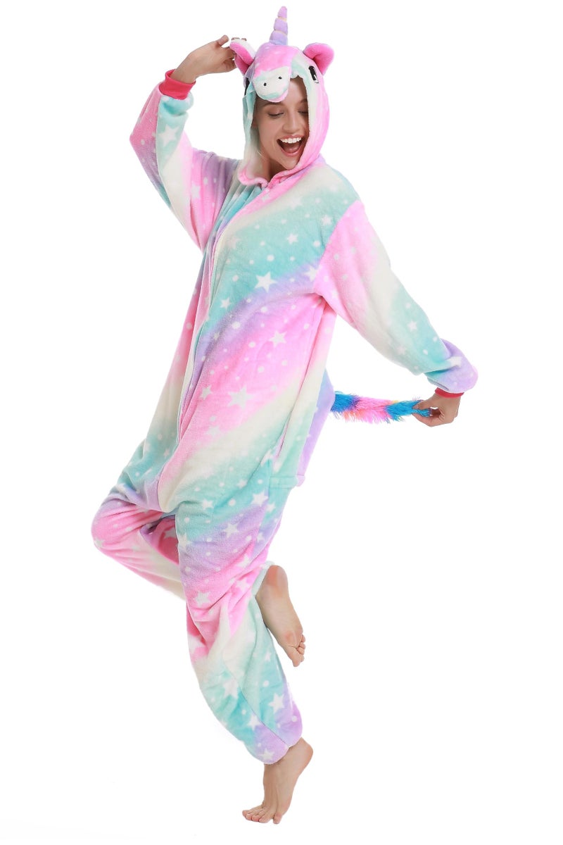 NewPlush Unisex Unicorn Costumes Pyjamas, Adult Women Men Animal Cosplay Onesie - Image 3