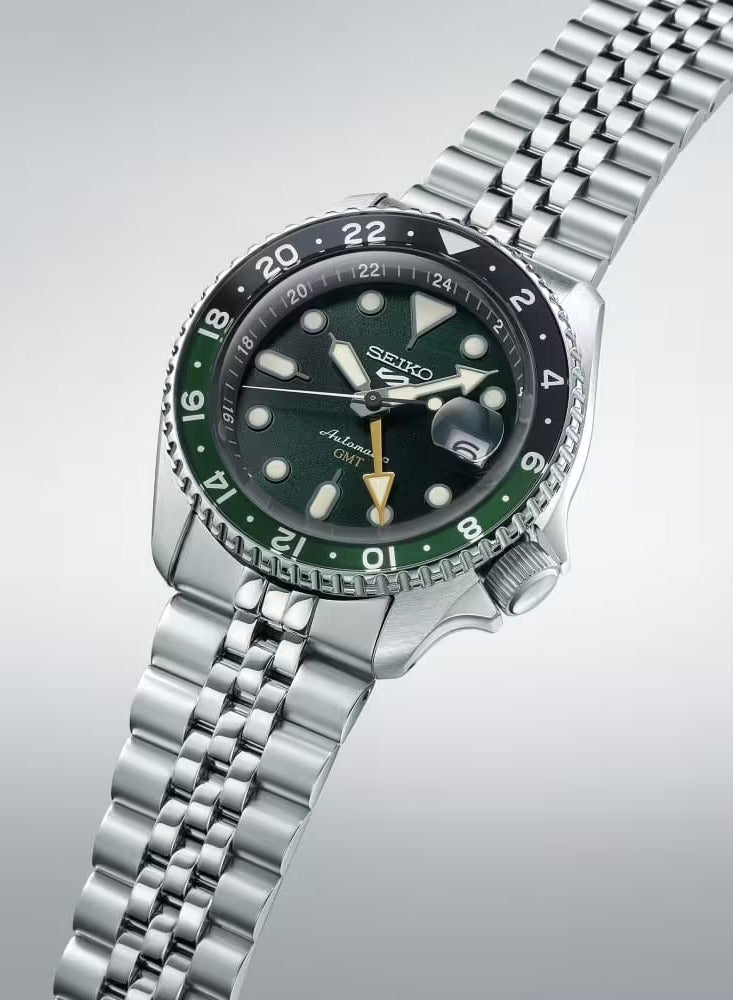 Seiko SSK035K1 5 Sports GMT Automatic Watch – Green Dial & Bezel, Stainless Steel, 100M Water Resistant (42.5mm) - Image 2