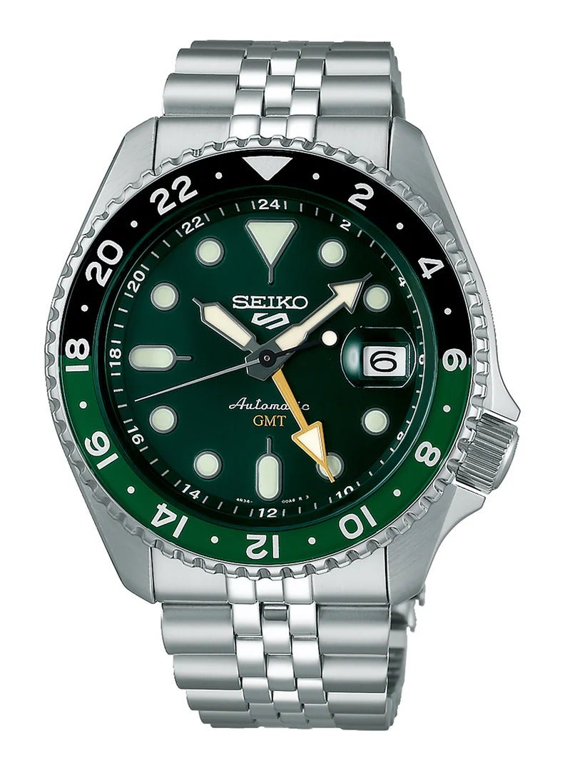 Seiko SSK035K1 5 Sports GMT Automatic Watch – Green Dial & Bezel, Stainless Steel, 100M Water Resistant (42.5mm) - Image 1