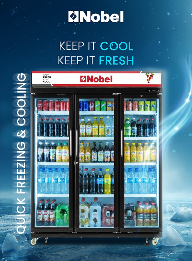 Nobel Commercial Showcase Chiller Triple Door 1600L Gross / 957L Net No-Frost Display Refrigerator, Digital LED Thermostat, Lock & Key – NSF1600TD (1 Year Warranty) 1600 L 590 W NSF1600TD black - Image 2