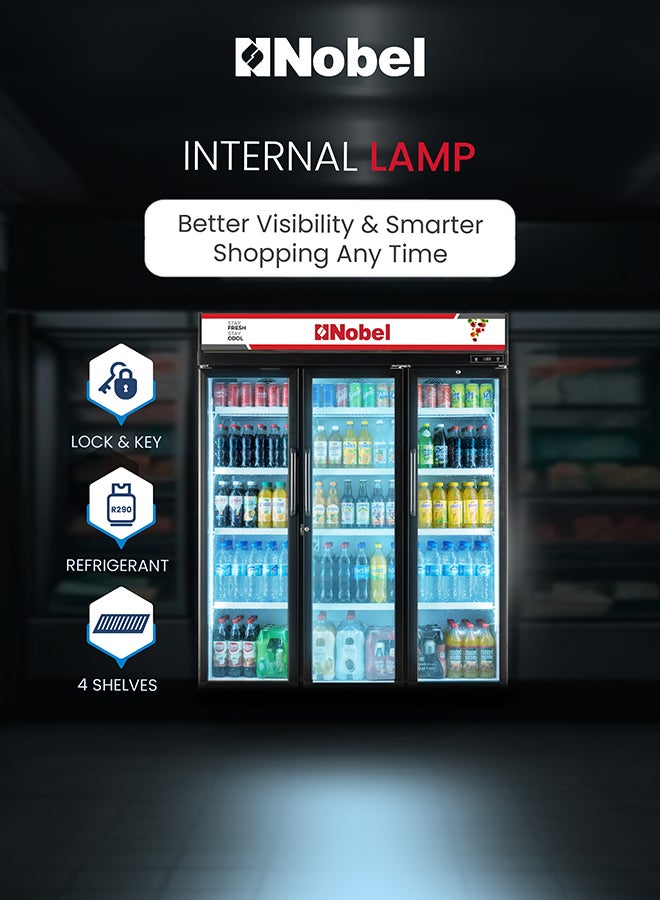 Nobel Commercial Showcase Chiller Triple Door 1600L Gross / 957L Net No-Frost Display Refrigerator, Digital LED Thermostat, Lock & Key – NSF1600TD (1 Year Warranty) 1600 L 590 W NSF1600TD black - Image 4