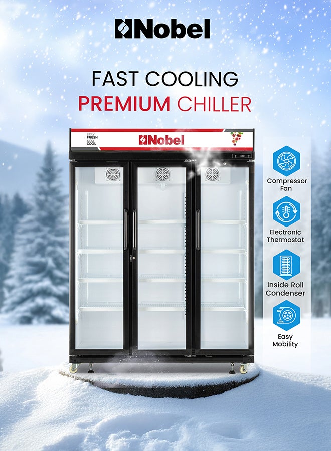 Nobel Commercial Showcase Chiller Triple Door 1600L Gross / 957L Net No-Frost Display Refrigerator, Digital LED Thermostat, Lock & Key – NSF1600TD (1 Year Warranty) 1600 L 590 W NSF1600TD black - Image 5