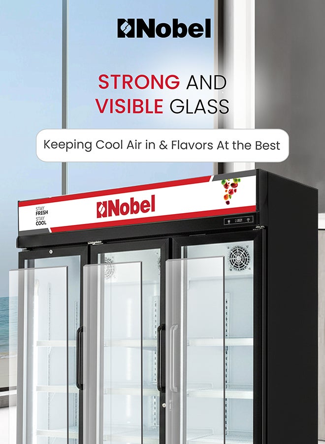 Nobel Commercial Showcase Chiller Triple Door 1600L Gross / 957L Net No-Frost Display Refrigerator, Digital LED Thermostat, Lock & Key – NSF1600TD (1 Year Warranty) 1600 L 590 W NSF1600TD black - Image 3