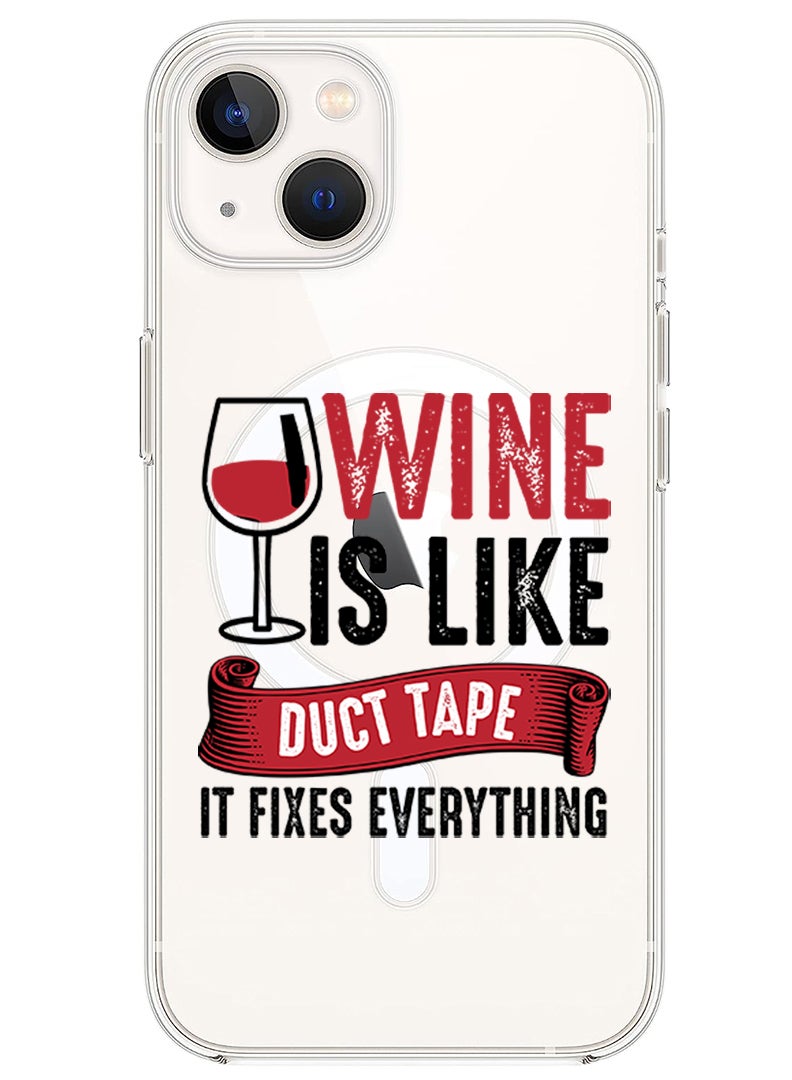 Theodor Magnetic Case for iPhone 13 6.1-inch Compatible with MagSafe Wireless Charging, Shockproof Phone Bumper Cover Wine is like duct tape black copy - Image 1