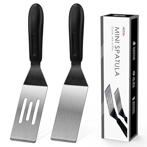 Small Spatula Professional Mini Serving Spatula 2 Pieces Stainless Steel Metal Spatulas Set Cutter and Serve Turner for Kitchen Flipping or Cooking for Brownie Cookie Lasagna Pancakes or Cake