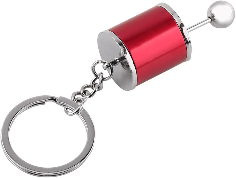 Red Metal Alloy 6 Speed Gear Shifter Keychain For Car Enthusiasts Collectible Keyring - Image 1