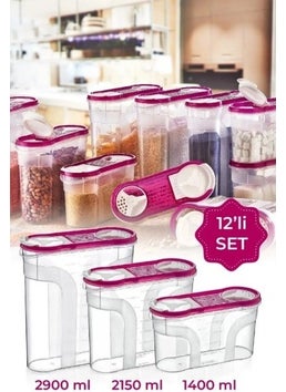 Magev Plastic 12 LI Food Container Set 4x (2900 Ml, 2150 Ml, 1400 Ml) Violet 30317VIL