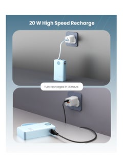 Moxedo Moxedo Porta-Go+ Power Bank 10000 mAh 1 USB-C/ 1 USB-A Ports with Built-in USB-C Cable PD Fast Charging Compatible for iPhone 16/15 Series, Samsung, Huawei, Xiaomi, iPad - Blue  - Image 2