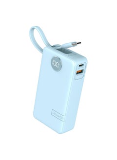 Moxedo Moxedo Porta-Go+ Power Bank 10000 mAh 1 USB-C/ 1 USB-A Ports with Built-in USB-C Cable PD Fast Charging Compatible for iPhone 16/15 Series, Samsung, Huawei, Xiaomi, iPad - Blue  - Image 1