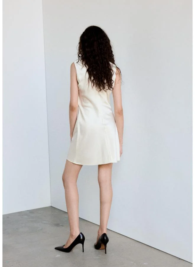 Mango Ruched dress with draped neckline