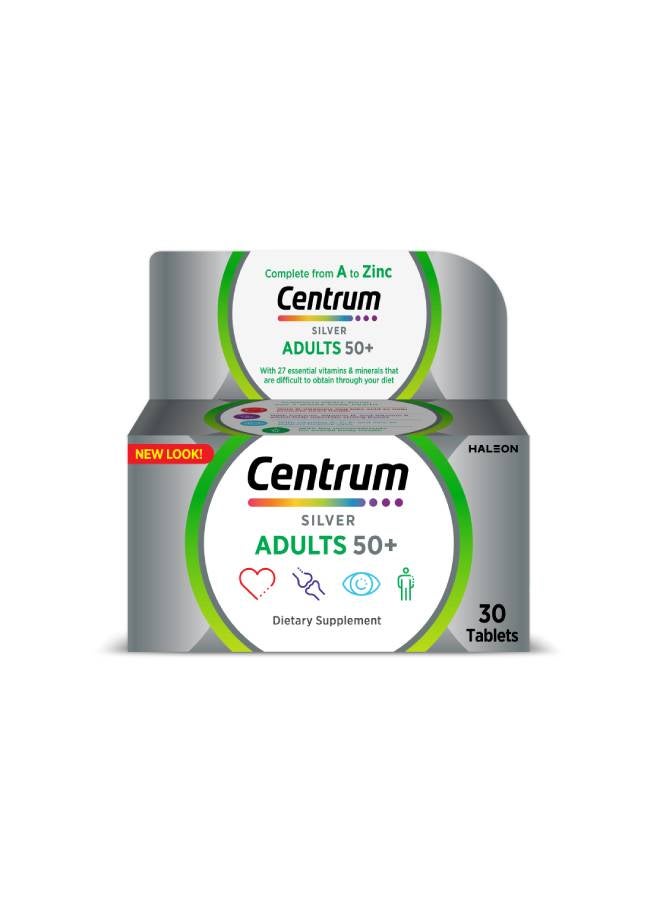 Centrum Silver With Lutein, 30 Tablets, Specially Formulated For Adults 50+ - Image 1