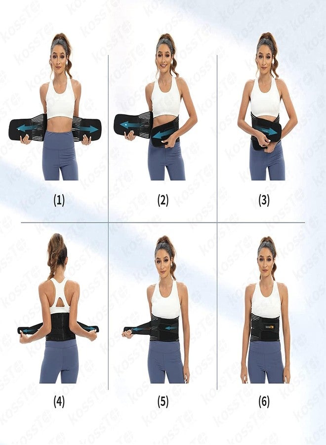 kossto Lumber Sacral Belt for Lower Back Pain Relief - Adjustable LS Belt with 4 Aluminum Support Plates - Compression Back Brace for Men & Women - Ergonomic Lower Spine Support | Universal (BLACK) - Image 5