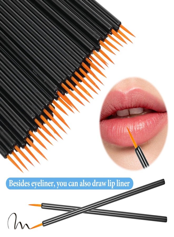 Psiriol 100PCS Ultra-fine Point Eye Liner, Disposable Eyeliner Brush Kit with Covers On the Hair, Makeup Eye Liner Tools, Wands Applicator for Liquid & Gel Makeup (Size: 3.7Inch, Color: Black) - Image 3