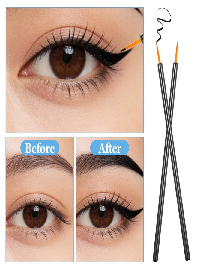 Psiriol 100PCS Ultra-fine Point Eye Liner, Disposable Eyeliner Brush Kit with Covers On the Hair, Makeup Eye Liner Tools, Wands Applicator for Liquid & Gel Makeup (Size: 3.7Inch, Color: Black) - Image 4