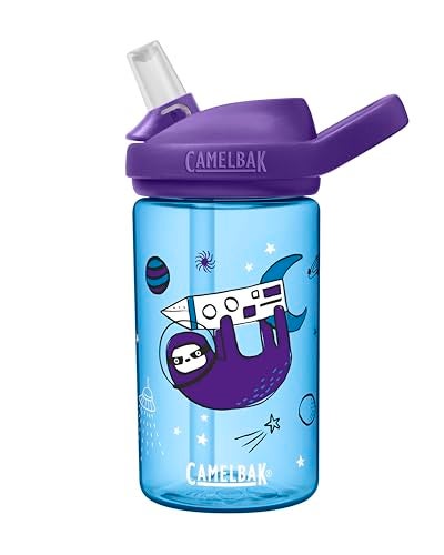 CamelBak Eddy+ Kids Bite Valve Straw Tritan Renew Water Bottle Sloths in Space, 14oz - Image 1