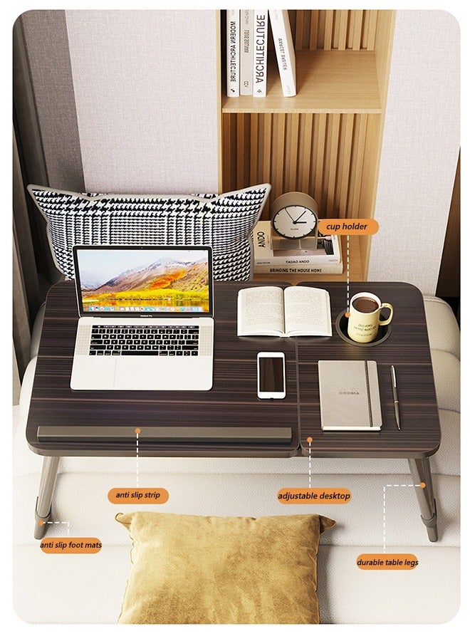 JANTENS Laptop Bed Tray Desk, Adjustable Folding Laptop Bed Table, Portable Standing Desk, Foldable Lap Tablet Desk with Cup Holder for Bed Couch Sofa Floor (Black)  - Image 2