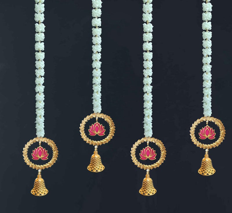 Tia Crafts Handmade Wall Door Hangings | Diwali Festive Decoration | Bedroom, Balcony, Living Room, Temple, Pooja Room Decoration | Garlands for Home (Mogra Lotus Garlands (Set of 4)) - Image 3