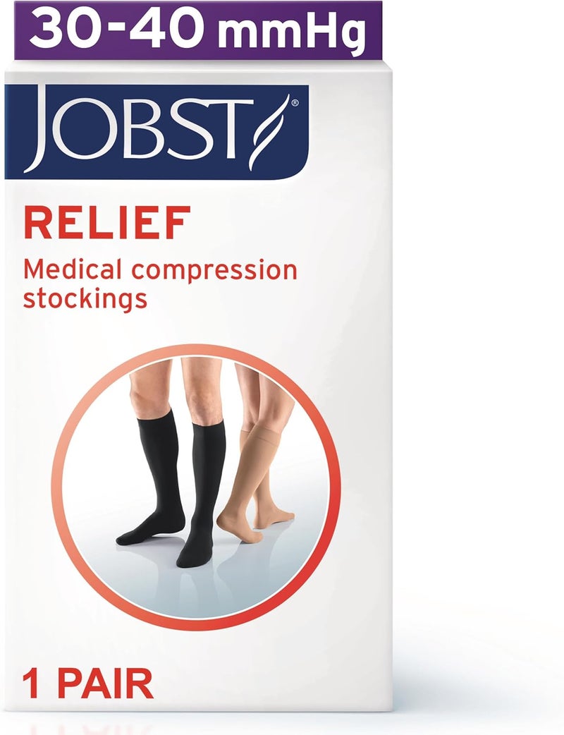 JOBST Relief 30-40mmHg Compression Stockings Knee High, Open Toe, Beige, Large - Image 2