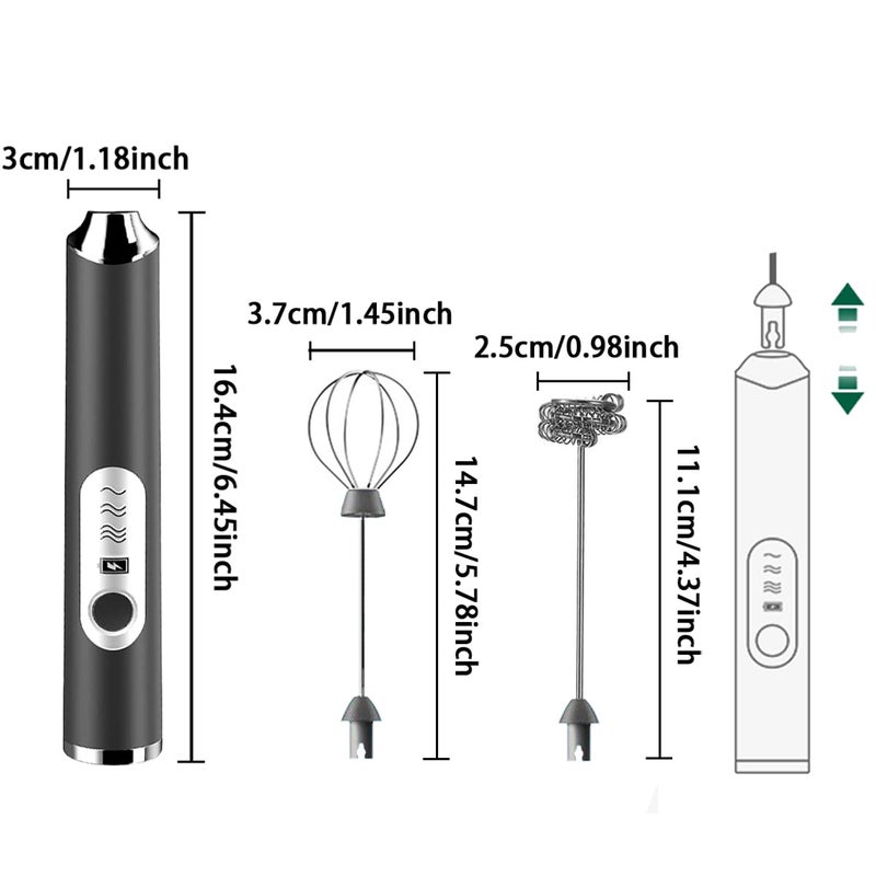 Mular Milk Frother Coffee Milk Frother USB Rechargeable Handheld Milk Frother 1 Milk Frother 1 Whisk for Cappuccino Hot Chocolate Coffee Latte - Image 2