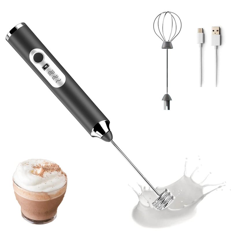 Mular Milk Frother Coffee Milk Frother USB Rechargeable Handheld Milk Frother 1 Milk Frother 1 Whisk for Cappuccino Hot Chocolate Coffee Latte - Image 1