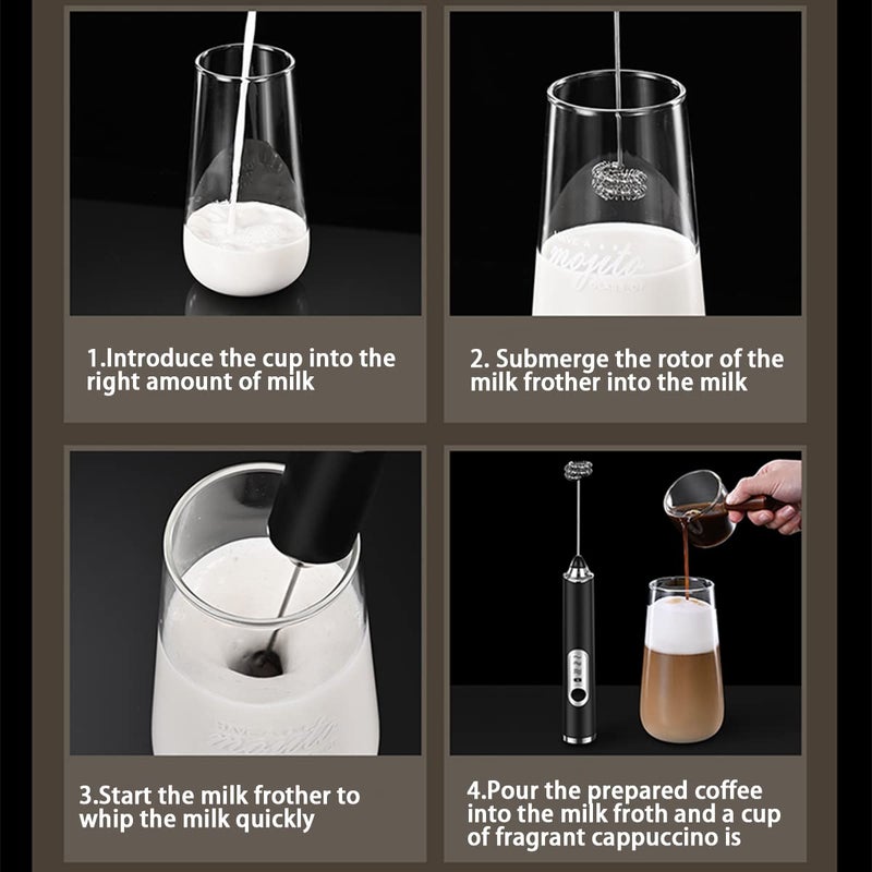 Mular Milk Frother Coffee Milk Frother USB Rechargeable Handheld Milk Frother 1 Milk Frother 1 Whisk for Cappuccino Hot Chocolate Coffee Latte - Image 4