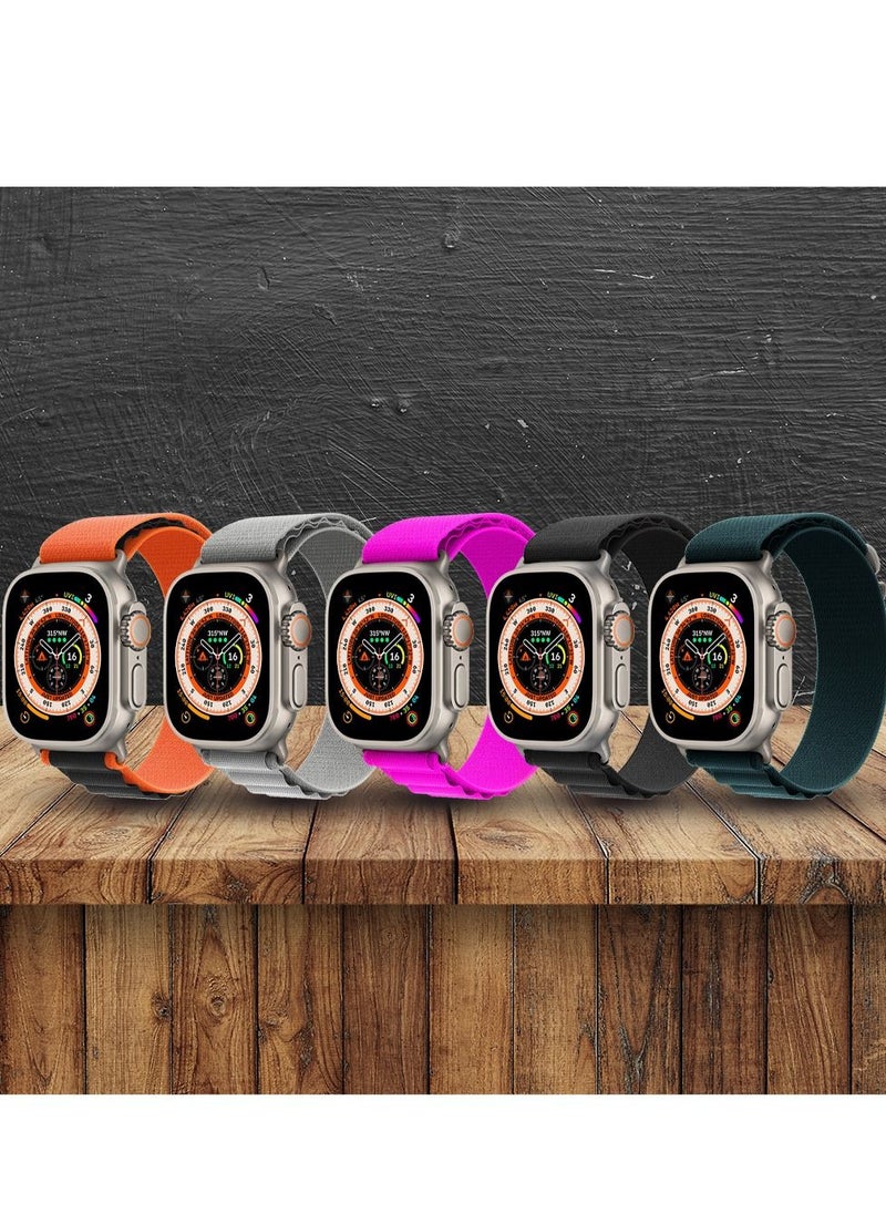 CATANES - 5 Pack For Apple Watch Band 49mm 45mm 44mm 42mm Alpine Loop Band Women Men Adjustable with Metal G-Hook Strap for iWatch Ultra Series SE 8/7/6/5/4/3/2/1 Multicolour - Image 1
