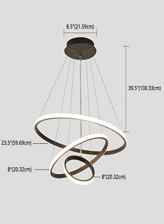 Twixle 3 LED Ring Light Circular Chandelier - Modern Metal Ceiling Light Hanging Lamp Fixture Semi Flush Mount for Living Room, Dining Room, Bedroom and More (3 Colour LED, Golden) - Image 5