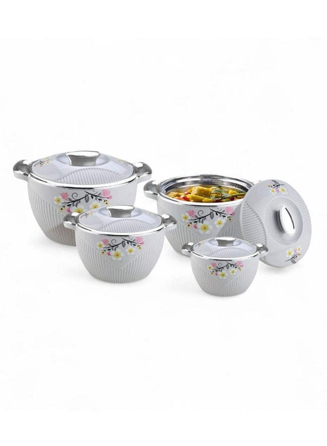 REEM 4-Piece Plastic & Stainless Steel Food Containers With Twist-Lock Lid 1200ML, 1800ML, 2400ML, 3600ML Grey/Silver - Image 1