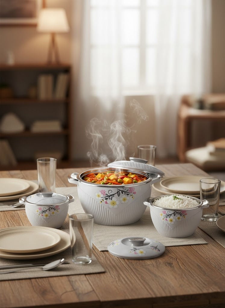 REEM 4-Piece Plastic & Stainless Steel Food Containers With Twist-Lock Lid 1200ML, 1800ML, 2400ML, 3600ML Grey/Silver - Image 2