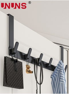 UNUNS Over The Door Hooks,Door Hanger Hooks,Over The Door Towel Racks With 6 Coat Hooks For Hanging Clothes Coats Towels,Bathroom Accessories,Fits 1-3/4" Thick Door  - Image 1