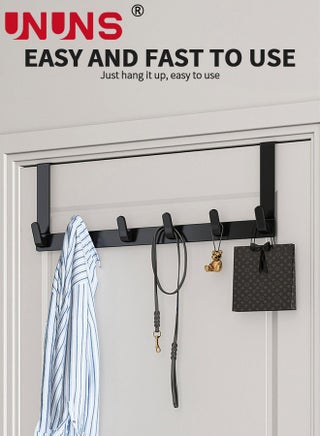 Over The Door Hooks,Door Hanger Hooks,Over The Door Towel Racks With 6 Coat Hooks For Hanging Clothes Coats Towels,Bathroom Accessories,Fits 1-3/4" Thick Door - view 2