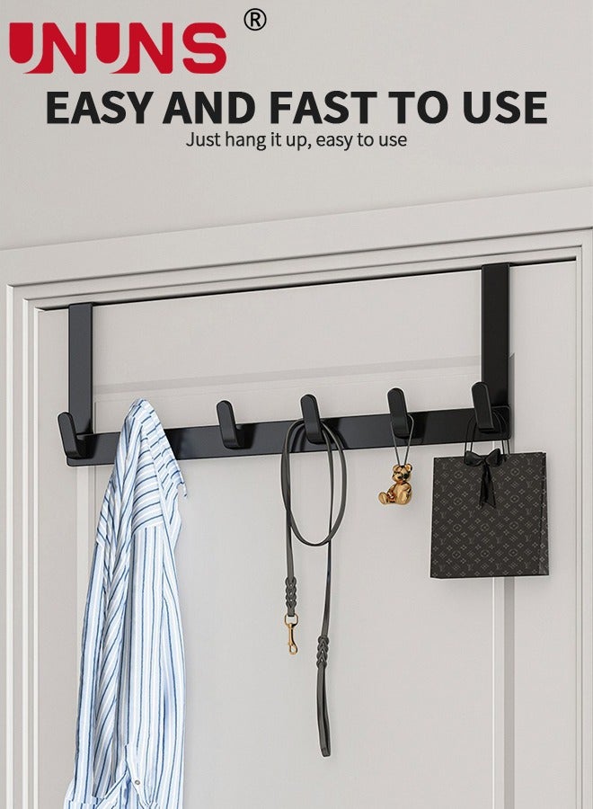 UNUNS Over The Door Hooks,Door Hanger Hooks,Over The Door Towel Racks With 6 Coat Hooks For Hanging Clothes Coats Towels,Bathroom Accessories,Fits 1-3/4" Thick Door  - Image 2
