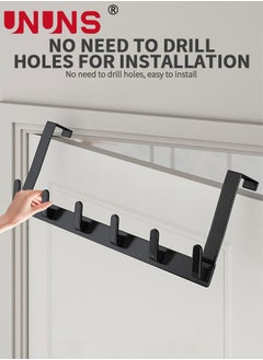 UNUNS Over The Door Hooks,Door Hanger Hooks,Over The Door Towel Racks With 6 Coat Hooks For Hanging Clothes Coats Towels,Bathroom Accessories,Fits 1-3/4" Thick Door  - Image 3