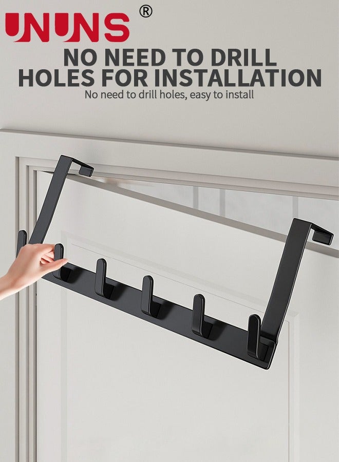 UNUNS Over The Door Hooks,Door Hanger Hooks,Over The Door Towel Racks With 6 Coat Hooks For Hanging Clothes Coats Towels,Bathroom Accessories,Fits 1-3/4" Thick Door  - Image 3