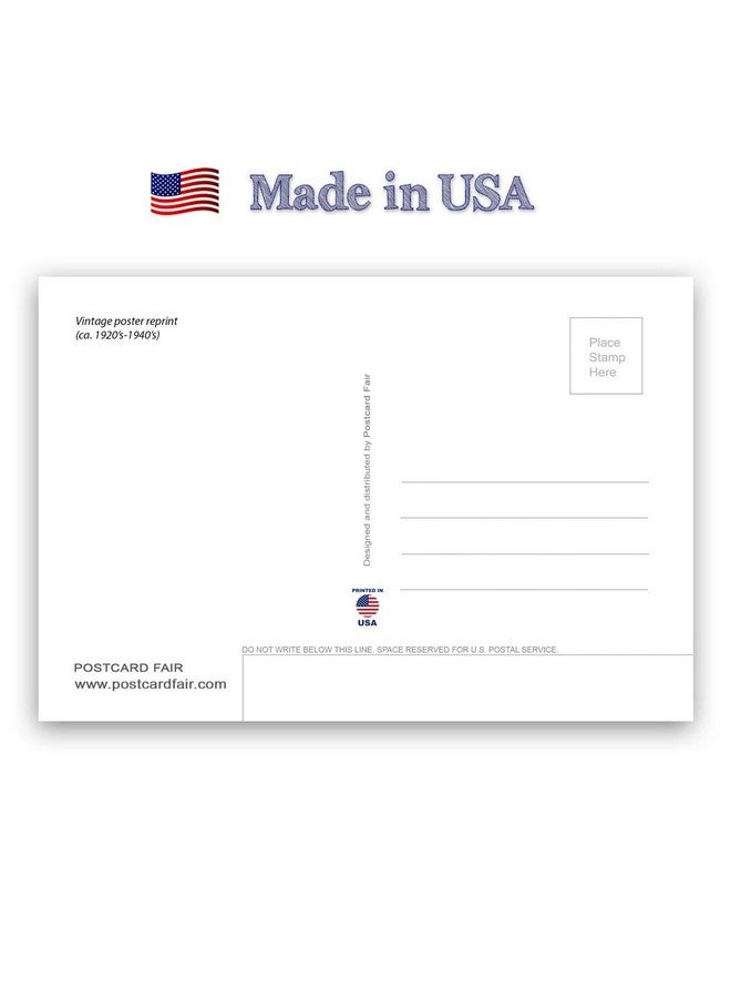 Postcard Fair USA VINTAGE TRAVEL POSTERS postcard set of 20. Post card variety pack of United States retro poster postcards. Made in USA. - Image 2