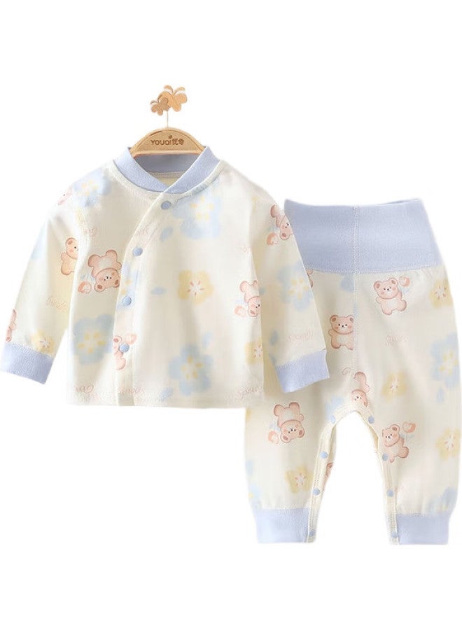Youqi Newborn Baby Two-Piece Set, Pure Cotton, Autumn Underwear, Newborn Two-Piece Outfit, Full Moon Outfit, Baby Pajamas - Image 3
