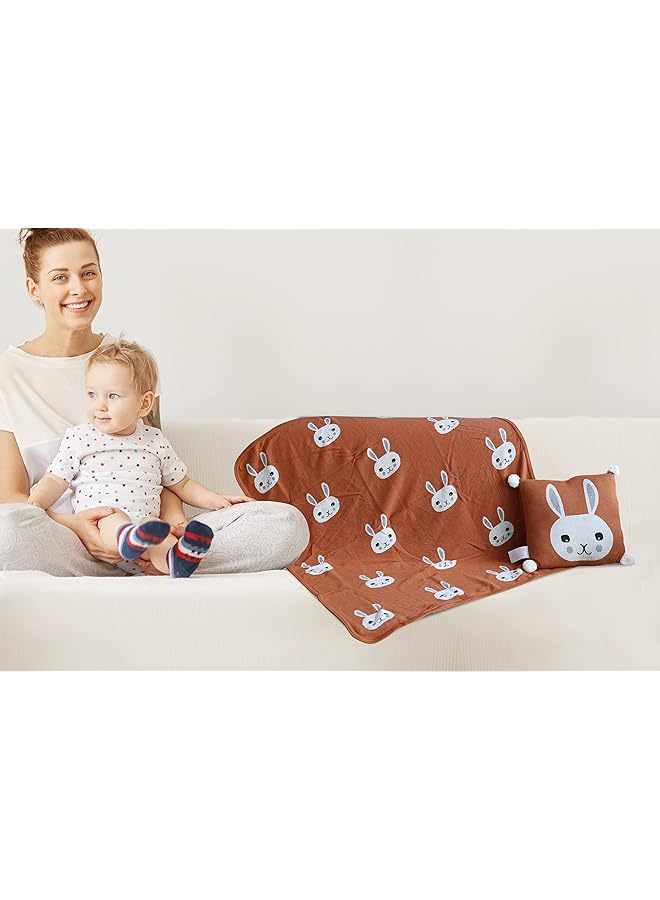 نورتر بطانية أطفال محبوكة من القطن بنسبة 100% مع طقم وسادة Trha24232 - Image 1