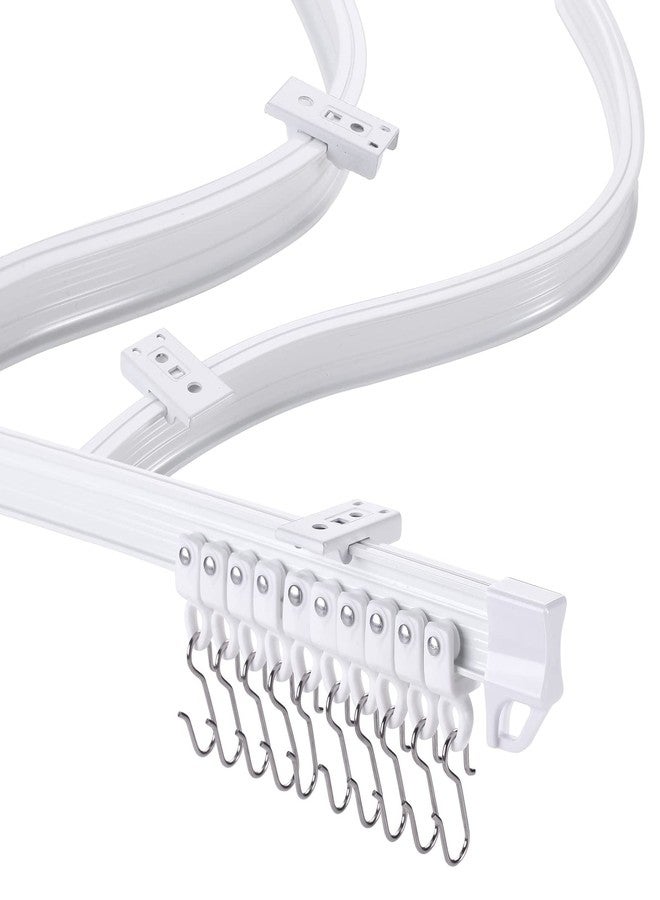 ZSTARR Flexible Bendable Ceiling Mounted Curtain Track 2.5M/8.2FT White Curtains Rail for Room Divider Shower Curtain L/U Shape Bay Windows RV - Image 1
