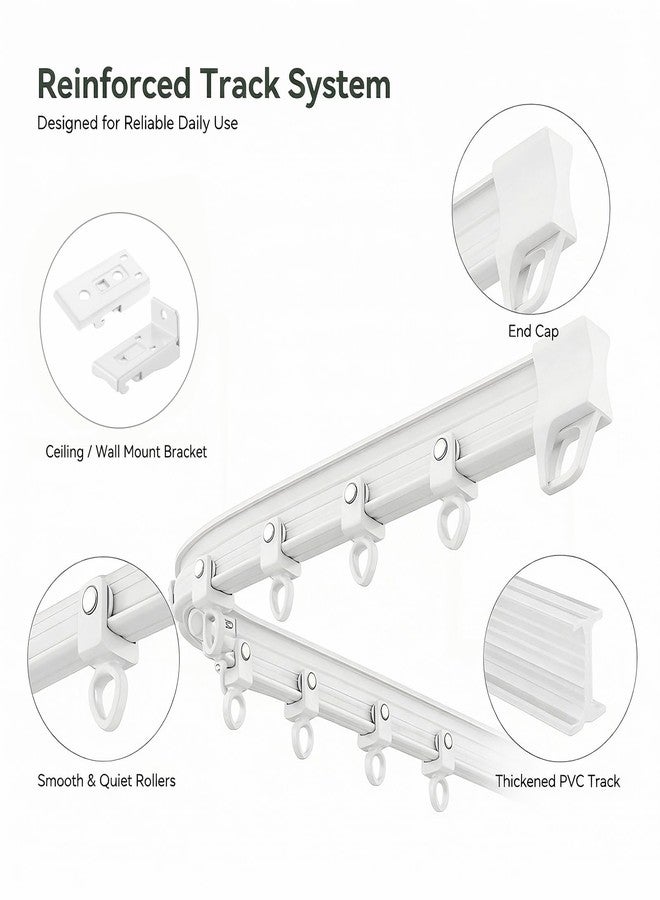 ZSTARR Flexible Bendable Ceiling Mounted Curtain Track 2.5M/8.2FT White Curtains Rail for Room Divider Shower Curtain L/U Shape Bay Windows RV - Image 2
