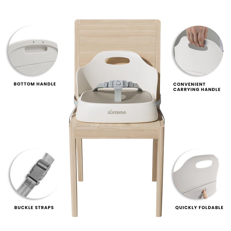 UBRAVOO Baby Booster Seats, Toddler Booster Seat for Dining Table with Adjustable Straps, Portable Compact Portable Baby Chair for Dining and Travel (Khaki) - Image 4